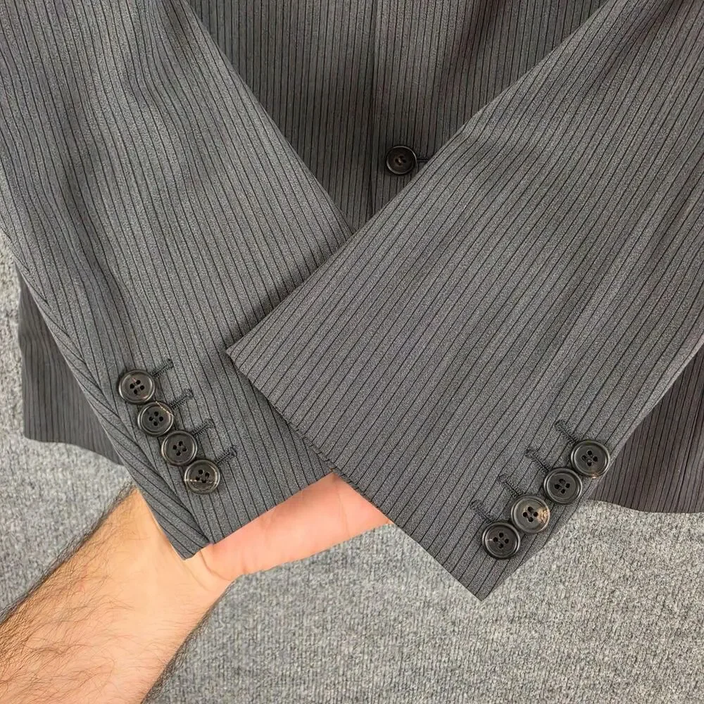 Prada Blazer Mens 50L Gray Pinstripe Virgin Wool Meetings Business Italy Luxury